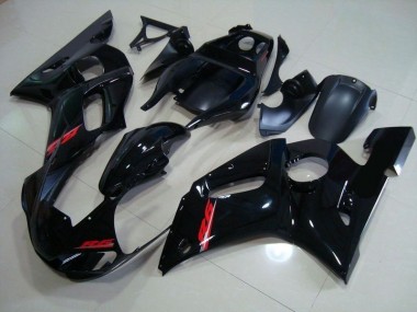 Yamaha R6 98-02 Verkleidungen - Glänzend Schwarz Rote Aufkleber Fabrik