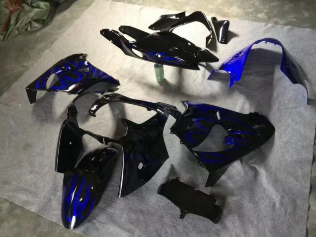 Kawasaki ZX9R 00-01 Verkleidungen - Glänzend Schwarz Blau Flamme Fabrik Kawasaki ZX9R 00-01 Verkleidungen - Glänzend Schwarz Blau Flamme Fabrik
