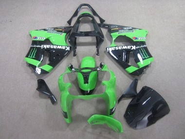 Kawasaki ZX6R 00-02 Verkleidungen - Schwarz Grünes Monster Fabrik