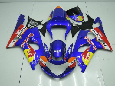 Suzuki GSXR 1000 K1 00-02 Verkleidungen - Blau Rot Bull Fabrik