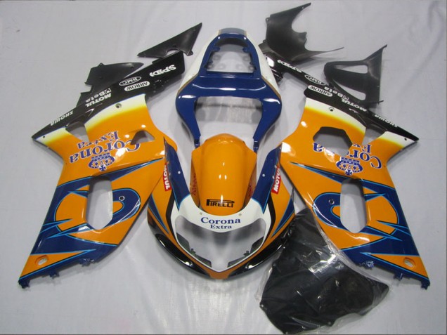 Suzuki GSXR 600 K1 K2 K3 01-03 Verkleidungen - Blau Orange Corona Extra Fabrik Suzuki GSXR 600 K1 K2 K3 01-03 Verkleidungen - Blau Orange Corona Extra Fabrik