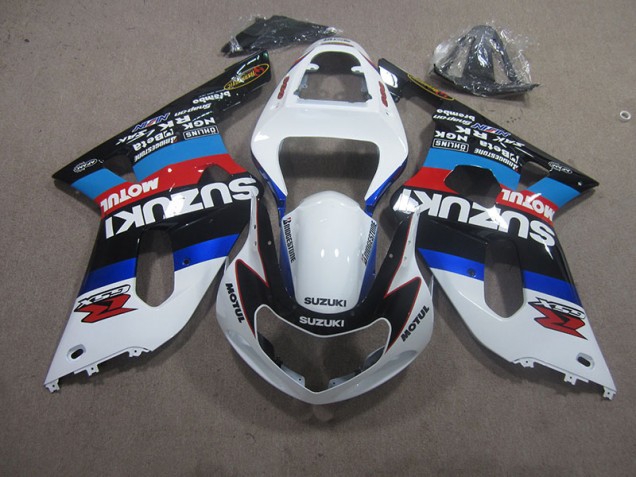 Suzuki GSXR 600 K1 K2 K3 01-03 Verkleidungen - Weiß Blau Motul Fabrik Suzuki GSXR 600 K1 K2 K3 01-03 Verkleidungen - Weiß Blau Motul Fabrik