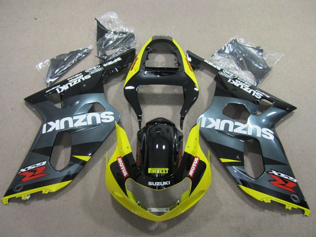 Suzuki GSXR 600 K1 K2 K3 01-03 Verkleidungen - Schwarz Gelb Motul Fabrik Suzuki GSXR 600 K1 K2 K3 01-03 Verkleidungen - Schwarz Gelb Motul Fabrik