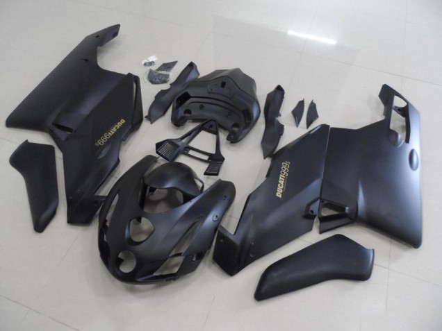 Ducati 749 999 03-04 Verkleidungen - Matt Schwarze und goldene Aufkleber Fabrik