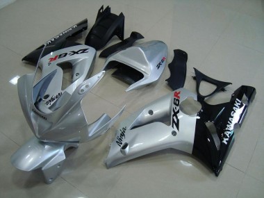 Kawasaki ZX6R 03-04 Verkleidungen - Silber Schwarz Fabrik