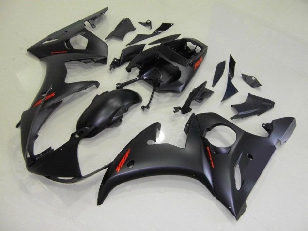 Yamaha R6 03-05 Verkleidungen - Matt Schwarze und rote Aufkleber Fabrik Yamaha R6 03-05 Verkleidungen - Matt Schwarze und rote Aufkleber Fabrik