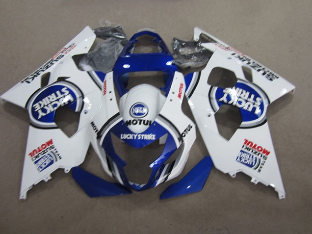 Suzuki GSXR 600 K4 04-05 Verkleidungen - Blau Weiß Lucky Strike Motul Fabrik Suzuki GSXR 600 K4 04-05 Verkleidungen - Blau Weiß Lucky Strike Motul Fabrik