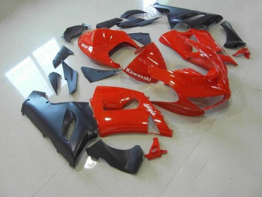Kawasaki ZX6R 05-06 Verkleidungen - Rot und Matt Schwarz Fabrik
