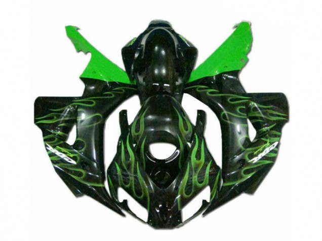 Honda CBR 1000 RR 06-07 Verkleidungen - Grüne Flamme Schwarz Fabrik Honda CBR 1000 RR 06-07 Verkleidungen - Grüne Flamme Schwarz Fabrik