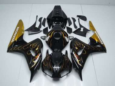 Honda CBR 1000 RR 06-07 Verkleidungen - Schwarz Gold Flamme Fabrik