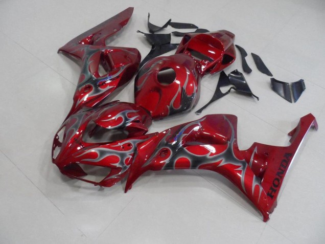 Honda CBR 1000 RR 06-07 Verkleidungen - Rot Silber Flamme Fabrik Honda CBR 1000 RR 06-07 Verkleidungen - Rot Silber Flamme Fabrik