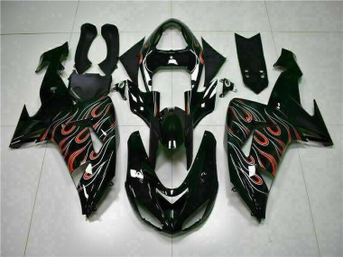 Kawasaki ZX10R 06-07 Verkleidung - Schwarz rote Flamme Fabrik