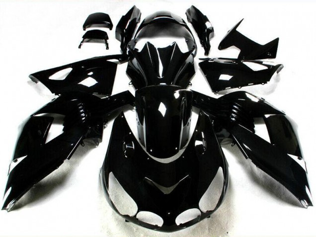 Kawasaki ZX14R ZZR 1400 06-11 Verkleidungen - Glänzend Schwarz Fabrik