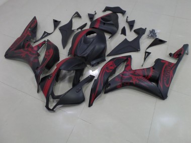 Honda CBR 600 RR 07-08 Verkleidungen - Matt Schwarzer roter Totenkopf mit Streifen Fabrik