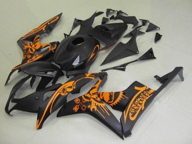 Honda CBR 600 RR 07-08 Verkleidungen - Matt Schwarzer Orange Aufkleber Fabrik