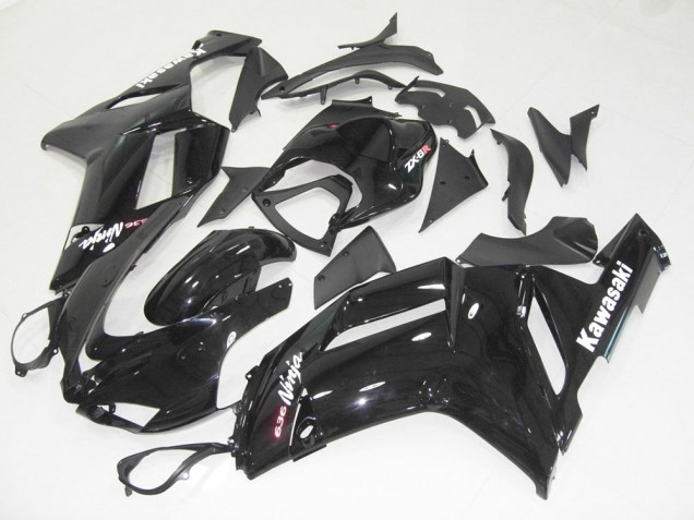 Kawasaki ZX6R 07-08 Verkleidungen - Glänzend Schwarz Fabrik