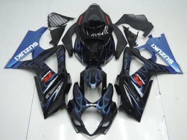 Suzuki GSXR 1000 K7 07-08 Verkleidungen - Schwarze Blau Flamme Fabrik