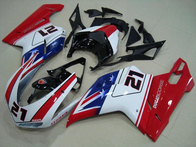 Ducati 848 1098 1198 07-14 Verkleidungen - Schwarz Weiß Rot 21 Fabrik Ducati 848 1098 1198 07-14 Verkleidungen - Schwarz Weiß Rot 21 Fabrik