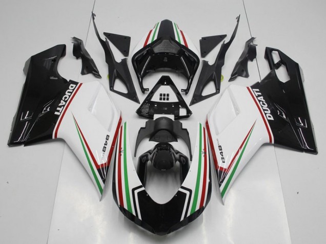 Ducati 848 1098 1198 07-14 Verkleidungen - Schwarz Grün und Weiß Fabrik Ducati 848 1098 1198 07-14 Verkleidungen - Schwarz Grün und Weiß Fabrik