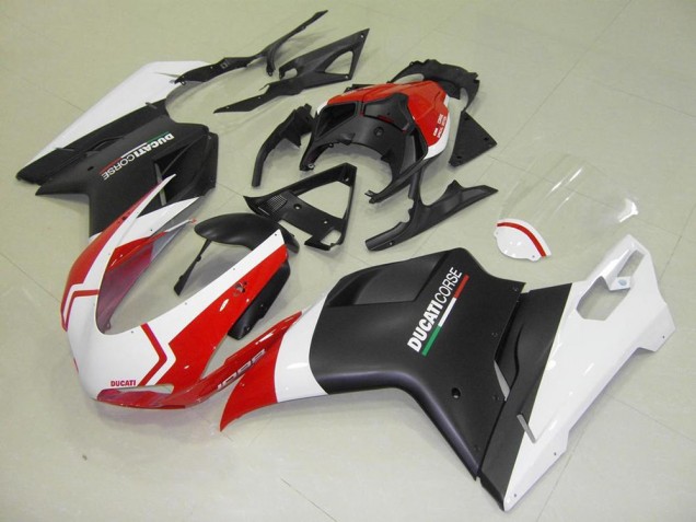 Ducati 848 1098 1198 07-14 Verkleidungen - Matt Schwarz Weiß Rot Fabrik Ducati 848 1098 1198 07-14 Verkleidungen - Matt Schwarz Weiß Rot Fabrik