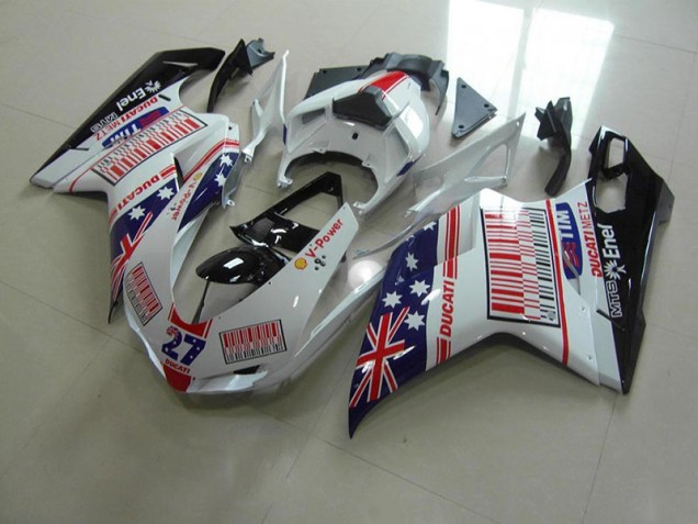 Ducati 848 1098 1198 07-14 Verkleidungen - Weiß Blau Rot Fabrik Ducati 848 1098 1198 07-14 Verkleidungen - Weiß Blau Rot Fabrik