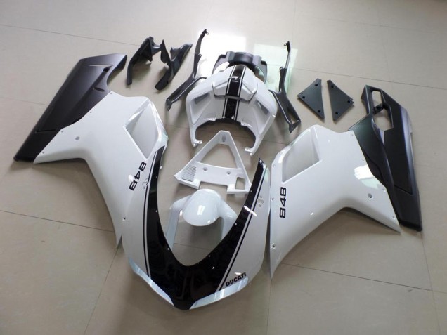 Ducati 848 1098 1198 07-14 Verkleidungen - Weiß Und Schwarz Streifen Fabrik Ducati 848 1098 1198 07-14 Verkleidungen - Weiß Und Schwarz Streifen Fabrik
