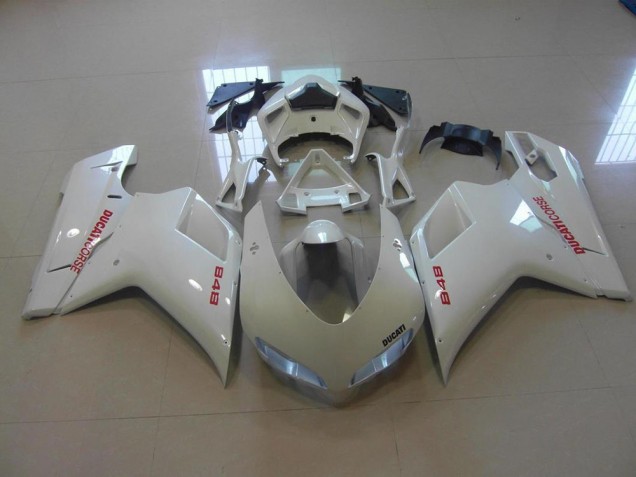 Ducati 848 1098 1198 07-14 Verkleidungen - Perl Weiß Rote Aufkleber Fabrik Ducati 848 1098 1198 07-14 Verkleidungen - Perl Weiß Rote Aufkleber Fabrik