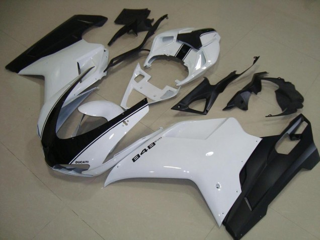 Ducati 848 1098 1198 07-14 Verkleidungen - Weiß Matt Schwarz Fabrik Ducati 848 1098 1198 07-14 Verkleidungen - Weiß Matt Schwarz Fabrik