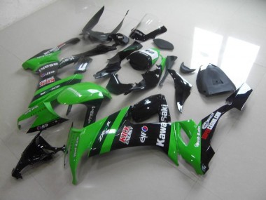 Kawasaki ZX10R 08-10 Verkleidungen - Grün Schwarzer Kick Fabrik