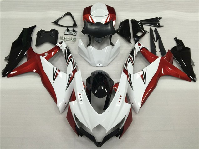 Suzuki GSXR 600 / 750 K8 08-10 Verkleidungen - Weiß Rot Schwarz Fabrik Suzuki GSXR 600 / 750 K8 08-10 Verkleidungen - Weiß Rot Schwarz Fabrik
