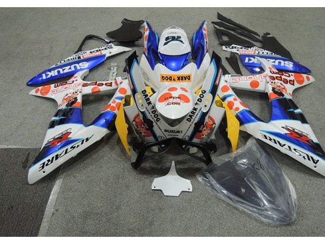 Suzuki GSXR 600 K8 08-10 Verkleidungen - Weiß Blau Dunkel Hund Fabrik Suzuki GSXR 600 K8 08-10 Verkleidungen - Weiß Blau Dunkel Hund Fabrik