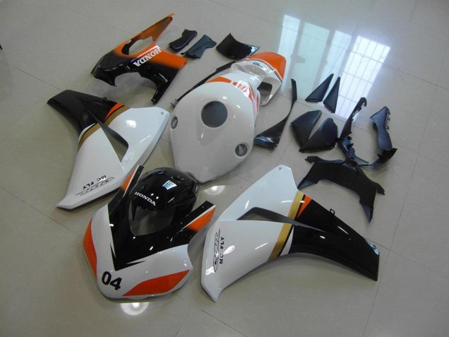 Honda CBR 1000 RR 08-11 Verkleidungen - Weiß Und Schwarz Und Orange Rennen Fabrik Honda CBR 1000 RR 08-11 Verkleidungen - Weiß Und Schwarz Und Orange Rennen Fabrik