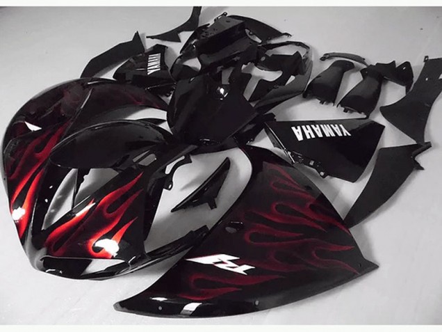 Yamaha R1 09-11 Verkleidungen - Rote Schwarz Flamme Fabrik Yamaha R1 09-11 Verkleidungen - Rote Schwarz Flamme Fabrik