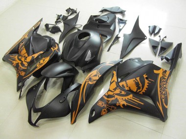 Honda CBR 600 RR 09-12 Verkleidungen - Matt Schwarzer Orange Aufkleber Fabrik