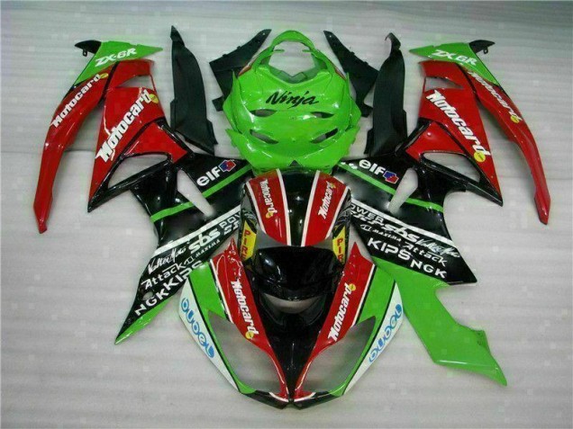 Kawasaki ZX6R 09-12 Verkleidungen - Schwarz Rot Grün Motocard Fabrik