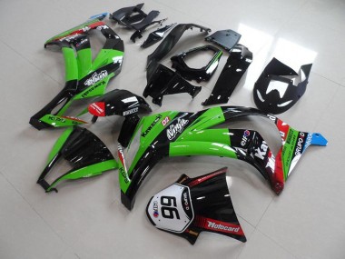 Kawasaki ZX10R 11-15 Verkleidungen - Grün Schwarz mit Nummer 66 Fabrik