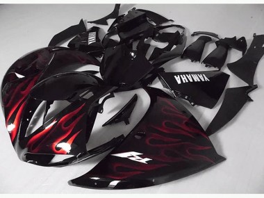 Yamaha R1 12-14 Verkleidungen - Rote Schwarz Flamme Fabrik