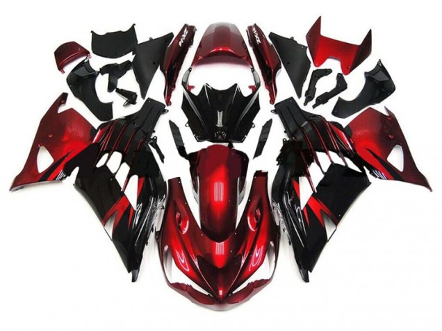 Kawasaki ZX14R ZZR 1400 12-21 Verkleidungen - Rot Schwarz Fabrik Kawasaki ZX14R ZZR 1400 12-21 Verkleidungen - Rot Schwarz Fabrik